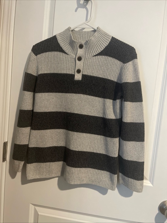 OshKosh B'gosh Other - OshKosh B'gosh Boys 14 Gray and Charcoal Striped Henley Crewneck Sweater